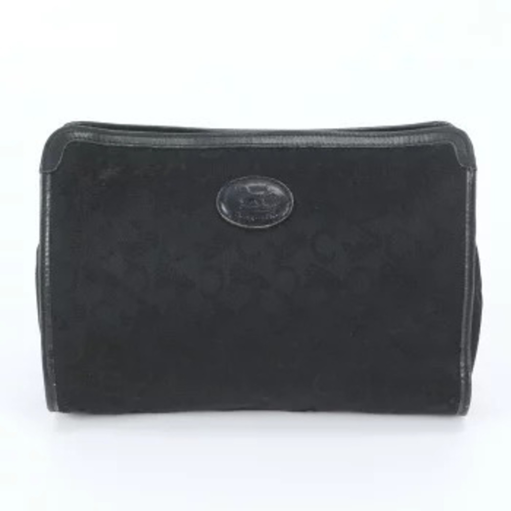Celine Macadam Leather Clutch Bag Handbag Shoulder Pouch Tote Black